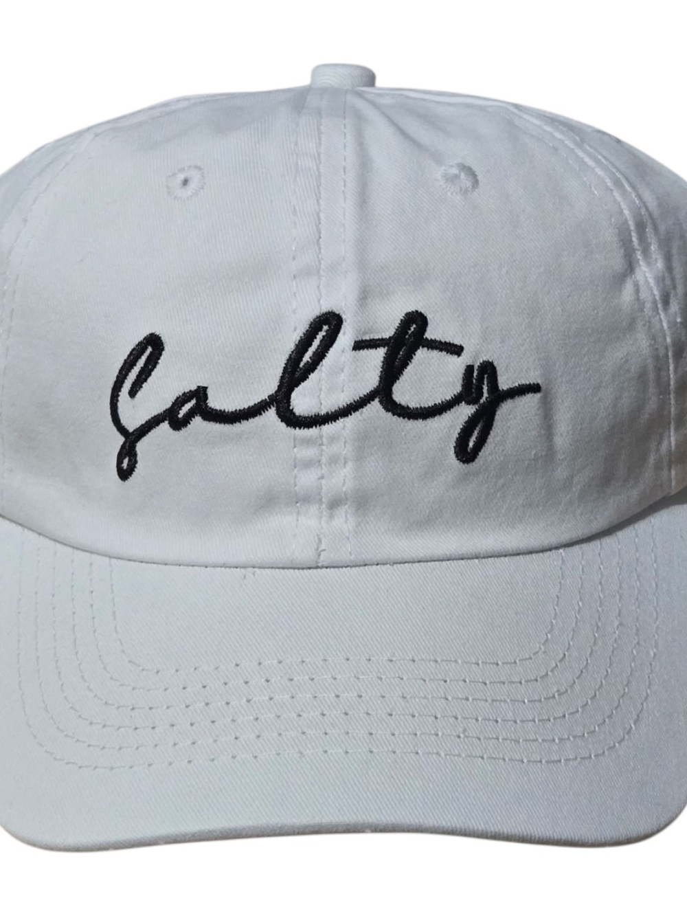 Zenana White 'Salty' Script Baseball Cap